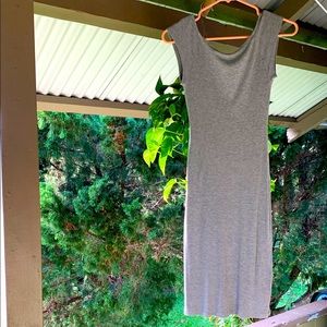 Heather Grey Ribbed Midi bodycon dress